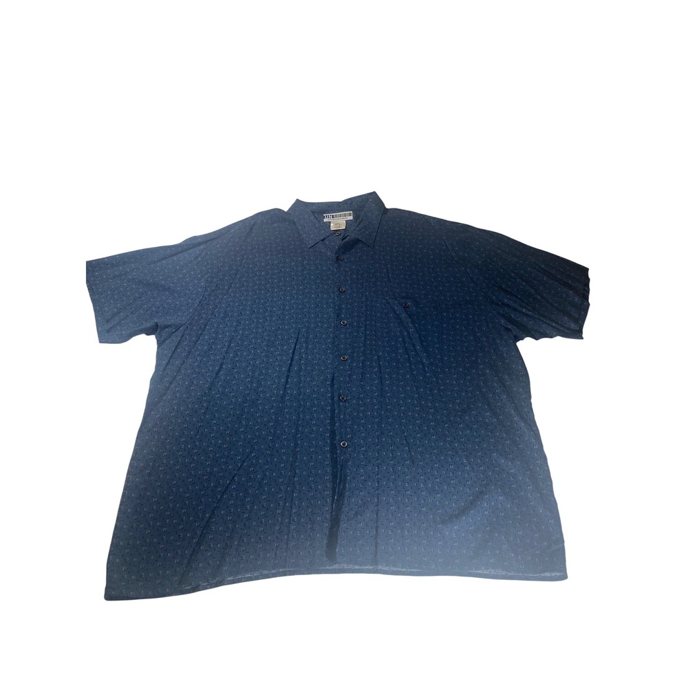 Untied Shirt 2XL Navy Short Sleeve Blue Geometric Dash‎ Viscose Button Down